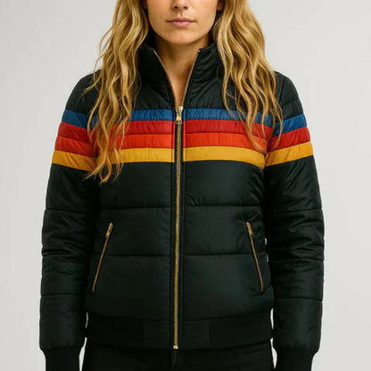 Silamoda™ | Chaqueta acolchada de rayas retro