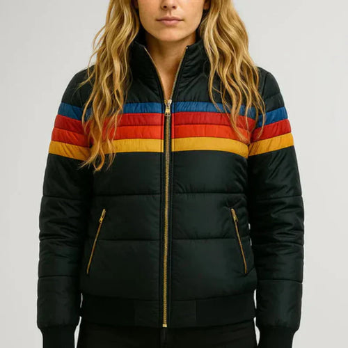 Silamoda™ | Chaqueta acolchada de rayas retro