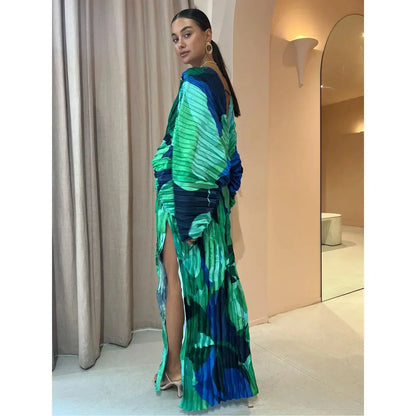 VESTIDO VICTORIA™ PLISADO EN TONOS AZULES