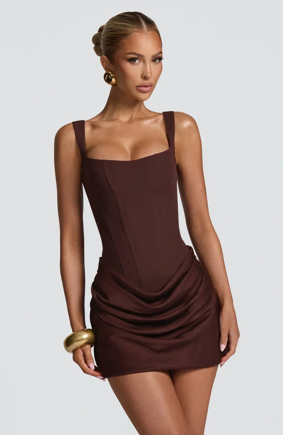 Vestido corto Cornelia - Marrón ciruela
